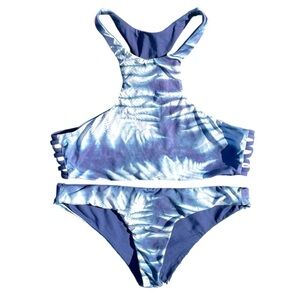 Rip curl racerback bikini set tropical blue white medium